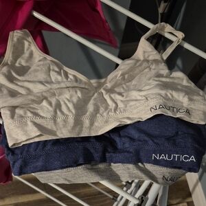 Nautica Women's Sports Bra Set - Light Gray, Dark Gray and Blue. Size XL